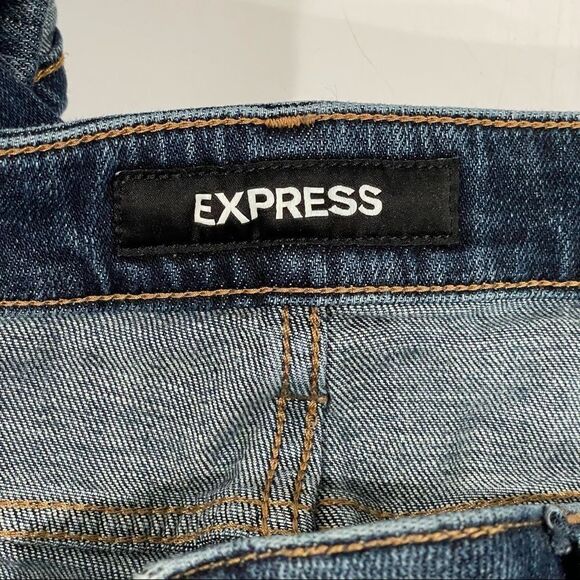 Express Stretch Soft Cotton Blend Slim Straight Blue medium Wash Jeans 38 x 30 - Picture 10 of 12